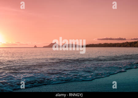 Grande anses des Salines plage sur la Martinique au coucher du soleil Banque D'Images