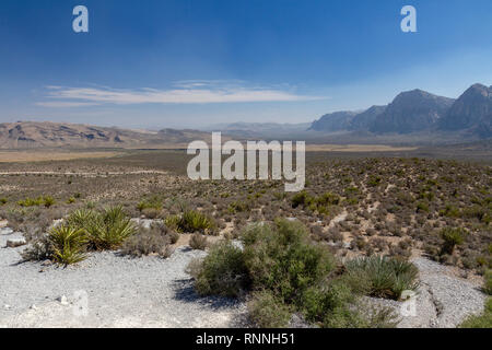 Voir environ au sud vers les montagnes au printemps, Red Rock Canyon National Conservation Area, Las Vegas, Nevada, United States. Banque D'Images