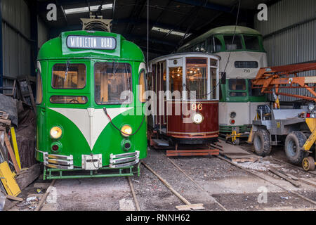 Heaton Park Le Tramway est un patrimoine vieux tramways tramway fonctionnant comme principale attraction de Heaton Park, Manchester. Banque D'Images