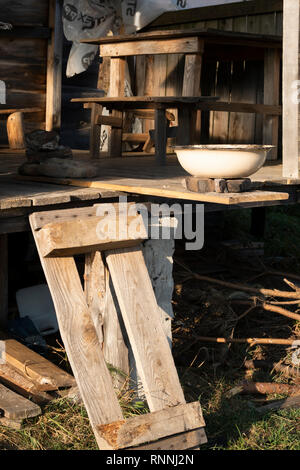 Ancienne cabane de berger dans les Bieszczady, de l'Est, la Pologne des Carpates Banque D'Images