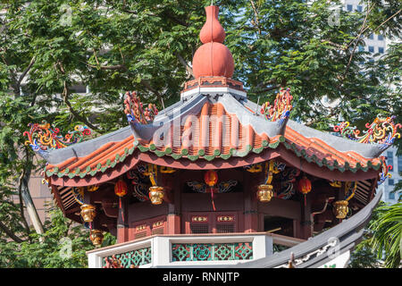 Singapour, Thian Hock Keng Temple taoïste de l'architecture. Banque D'Images