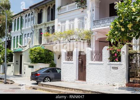 Singapour. Emerald Hill Road Maisons chinois au début du xxe siècle. Banque D'Images