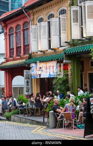 Singapour. Emerald Hill Road Début Xxe siècle maison maintenant Chinois servant de Bar et Restaurant. Banque D'Images