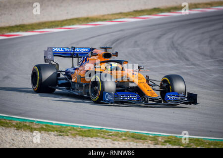 Barcelone, Espagne. Feb 19, 2019. Lando Norris de McLaren au cours de deuxième voyage de F1 Jours de test en circuit de Montmelo. Credit : SOPA/Alamy Images Limited Live News Banque D'Images