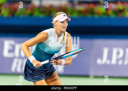 Dubaï, Émirats arabes unis. Feb 19, 2019. Kristina Mladenovic de France en action dans le deuxième tour contre Naomi Osaka du Japon pendant le Dubai Duty Free Tennis championnat au stade de tennis international de Dubaï, DUBAÏ, ÉMIRATS ARABES UNIS Le 19 février 2019. Photo de Grant l'hiver. Credit : UK Sports Photos Ltd/Alamy Live News Banque D'Images