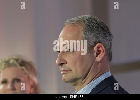 Vienne, Autriche. 19 février 2019. « Ensemble, nous sommes Vienne. Ensemble, nous sommes l'Europe. - Vienne comme capitale sociale de l'Europe. L'image montre le candidat principal Andreas Schieder Banque D'Images