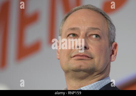 Vienne, Autriche. 19 février 2019. « Ensemble, nous sommes Vienne. Ensemble, nous sommes l'Europe. - Vienne comme capitale sociale de l'Europe. L'image montre le candidat principal Andreas Schieder Banque D'Images