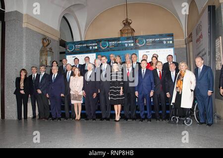 Madrid, Espagne. 20 févr. 2019 Roi d'Espagne Felipe VI et La Reine Letizia Ortiz au cours de la présentation de la "la paix mondiale & Liberté Award' à Madrid le mercredi 20 février 2019, Cordon Cordon Crédit : Presse Presse/Alamy Live News Banque D'Images