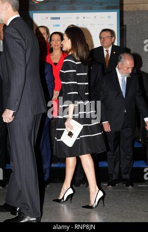 Madrid, Espagne. 20 févr. 2019 Roi d'Espagne Felipe VI et La Reine Letizia Ortiz au cours de la présentation de la "la paix mondiale & Liberté Award' à Madrid le mercredi 20 février 2019, Cordon Cordon Crédit : Presse Presse/Alamy Live News Banque D'Images