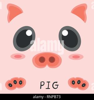 Dessin abstrait 2d photo cochon animal design. Utiliser pour travailler mignon pour les enfants, l'apprentissage l'étude de monde de la vie. illustration vector eps10 Illustration de Vecteur