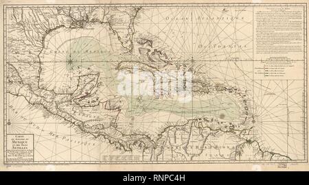 Carte du Golphe du Mexique et des isles Antilles, reduite de la grande carte angloise de Popple, Banque D'Images