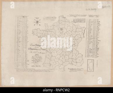 Carte réglementairement figurant la population de la France. Banque D'Images