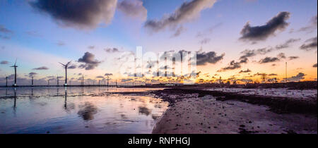 Dong Hai le coucher du soleil, Bac Lieu, Viet Nam Banque D'Images