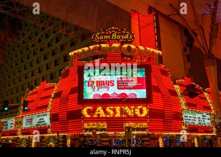 Fremont Casino, Fremont Street Experience dans le vieux Las Vegas, scène de nuit, le centre-ville, Las Vegas, Nevada, USA, Amérique du Nord Banque D'Images