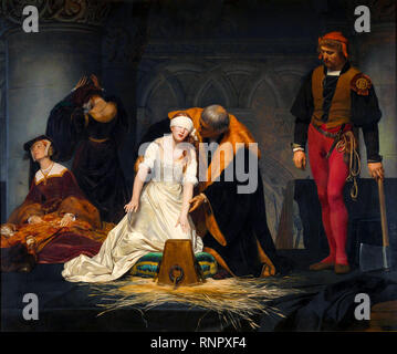 L'exécution de Lady Jane Gray dans la Tour de Londres en l'an 1554, peinture à l'huile sur toile par Paul Delaroche, 1833 Banque D'Images