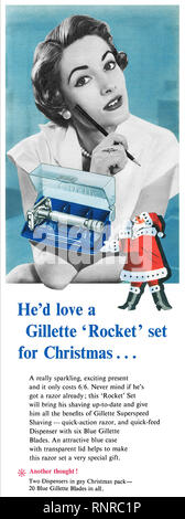 1955 Noël de la publicité pour les rasoirs Gillette. Banque D'Images