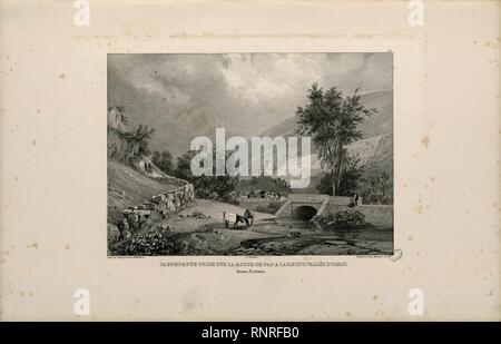 Castets, vue prise sur la route de Pau à Larruns (c.-à-d. Laruns), Vallée d'Ossau (Basses Pyrénées) - Fonds Ancely - B315556101 UN JACOTTET 1017. Banque D'Images