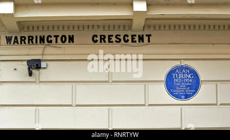 BLUE PLAQUE POUR ALAN TURING À WARRINGTON CRESCENT PETITE VENISE LONDRES Banque D'Images