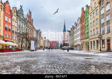 Le marché depuis longtemps, une célèbre rue de Gdansk, Pologne. Banque D'Images