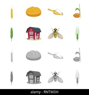 Du pain, de la farine de graines,printemps,grenier,voler,orge,hiver,repas,,grandir,bâtiment,spike,insectes,ecope,root,,dur,industrie,ravageur,alimentaire,automne,commande,petit déjeuner,avoine,eco,stop,Culture,chignon,céréales,agriculture,agriculture,seigle blé,maïs,plantes,la récolte de céréales,ferme,,champ,set,icône,,illustration,collection,isolé,design,graphisme,élément vecteur vecteurs,signer , Illustration de Vecteur