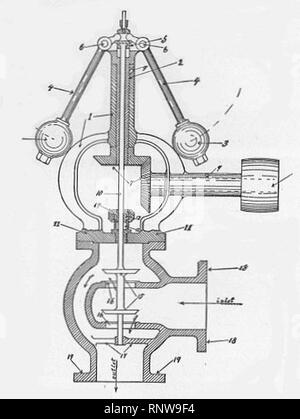 Régulateur centrifuge et équilibré soupape de vapeur (nouveau catéchisme de la machine à vapeur, 1904). Banque D'Images
