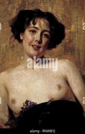 Cesare Tallone - una mujer joven. Banque D'Images