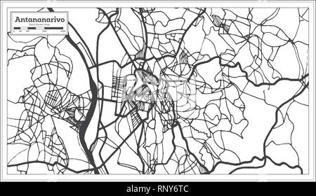 Antananarivo Madagascar Plan de ville en style rétro. Une carte de Noël. Vector Illustration. Illustration de Vecteur