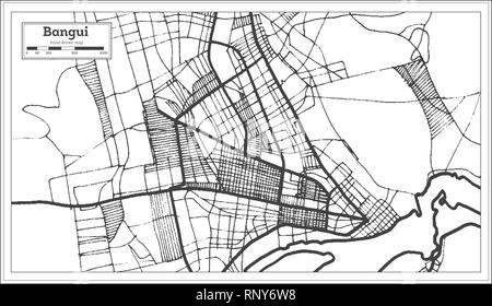 République centrafricaine Bangui Plan de ville en style rétro. Une carte de Noël. Vector Illustration. Illustration de Vecteur