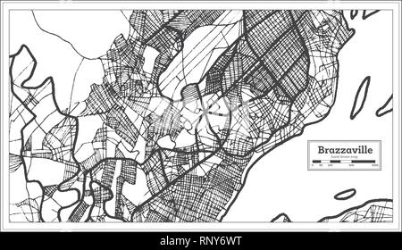 Brazzaville Congo Plan de ville en style rétro. Une carte de Noël. Vector Illustration. Illustration de Vecteur