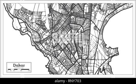 Dakar Sénégal Plan de ville en style rétro. Une carte de Noël. Vector Illustration. Illustration de Vecteur