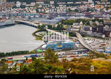 Vue de dessus de la ville de Bergen en Norvège. Banque D'Images