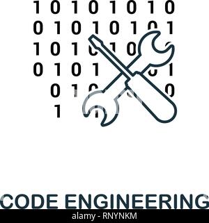 L'icône Contour Ingénierie de code. Ligne mince de style des icônes de big data collection. Pixel simple parfait pour l'icône de l'ingénierie de code de l'élément de conception web, applications Illustration de Vecteur