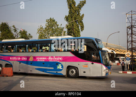 Chiang Mai, Thaïlande - 16 Février 2019 : Volvo bus des transports de l'entreprise du gouvernement. 15 mètres de bus CAN. Photo à la gare routière de Chiangmai. Banque D'Images