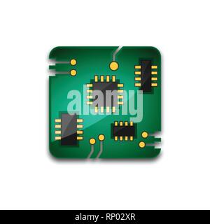 L'icône de la technologie de circuit, circuit board technology brillant Illustration de Vecteur