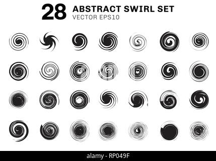 Ensemble d'abstract black swirl spirales et collection d'éléments de mouvement sur fond blanc. Vous pouvez utiliser pour les icônes, ingrédient brochure, affiche, flyer, lea Illustration de Vecteur