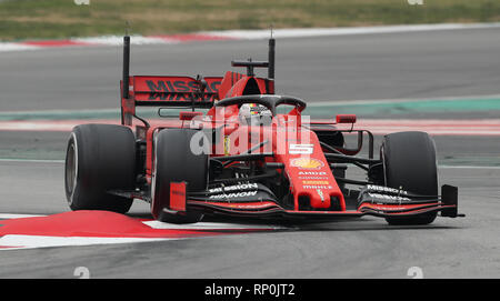 Sebastian Vettel de Ferrari au cours de la troisième journée d'essais de pré-saison au circuit de Barcelona-Catalunya. Banque D'Images