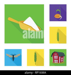 Graines,farine,voler,grenier,printemps,repas,hiver,insectes,croissance spike,bâtiment,pain,DE,plantation,meadow,la faune,or,chalet,évolution,produits,l'été,rural,immobilier,vert,ecope,root,dur,lutte,industrie,maïs,blé,céréales,ferme,récolte,champ,agriculture,agriculture,plantes,seigle,set,icône,,illustration,collection,isolé,design,graphisme,élément signe,télévision,ombre,vecteurs vecteur , Illustration de Vecteur