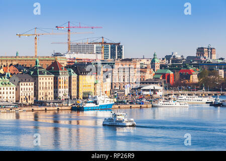 Stockholm, Suède - mai 4, 2016 : la ville de Stockholm, Gamla Stan et paysage avec des districts Norrmalm Banque D'Images