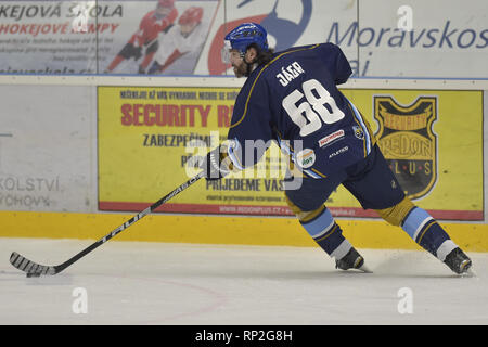 Ex-joueur de la LNH Jaromir Jagr de Kladno est perçu au cours de la Première Ligue de hockey tchèque Havirov - match Kladno, en République tchèque, Havirov, lundi 18 février, 2019. 47-ans player est revenu sur la glace après un an et un jour il ne pouvait pas jouer en raison de sa blessure. (Photo/CTK Jaroslav Ozana) Banque D'Images