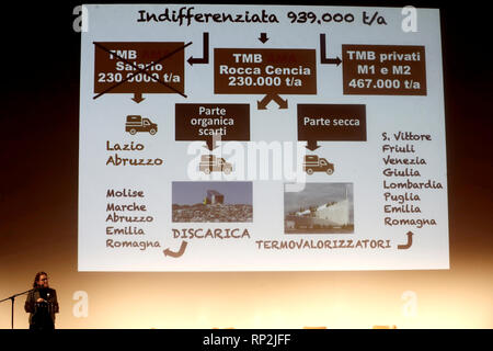 Foto Cecilia Fabiano - LaPresse 19-02-2019 Roma ( Italia ) Cronaca : Palladium Roma per tutti dés Roms Basta ai rifiuti Nella foto : Photo Cecilia Fabiano - LaPresse 19 février 2019 Rome ( Italie ) News:convention de citoyens et d'experts sur les problèmes d'ordures journaliste à Rome dans le pic : Banque D'Images
