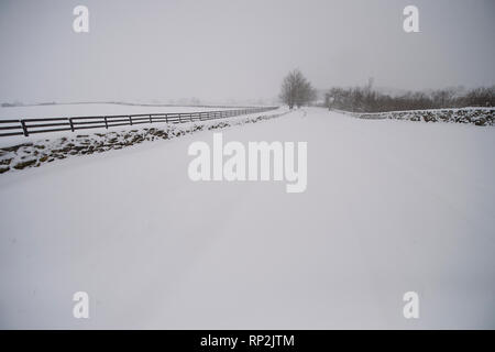 Bluemont, Virginia, USA. 20 févr. 2019 Eglise d'Ebenezer Road est couverte de neige près de Bluemont, Virginie. (Photo par Douglas Graham/WLP) Crédit : William Graham/Alamy Live News Banque D'Images