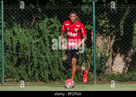 Sao Paulo, Brésil. Feb 20, 2019. Rodrigo durant la formation du São Paulo Futebol Clube tenue au CCT Barra Funda, dans la zone ouest de São Paulo. (Photo : Maurício Rummens/Fotoarena) Crédit : Foto Arena LTDA/Alamy Live News Banque D'Images