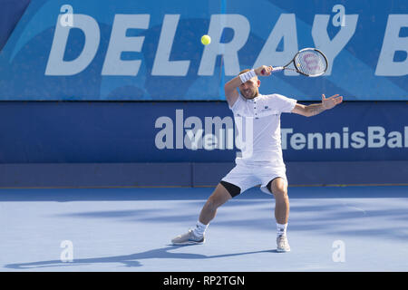 Delray Beach, Florida, USA. Feb 20, 2019. Février, 20 - Delray Beach : Daniel Evans (GBR) bat l'Loyd Harris(RSA) 6062 au 2019 Delray Beach Ouvert par Vitacost.com à Delray Beach, FL. Crédit : Andrew Patron/ZUMA/Alamy Fil Live News Banque D'Images