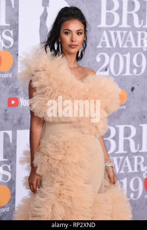 Londres, Royaume-Uni. 20 février 2019 : pour l'arrivée de la Jama Maya BRIT Awards 2019 à l'O2 Arena, Londres. Photo : Steve Sav/Featureflash *** EDITORIAL UTILISEZ UNIQUEMENT *** Banque D'Images