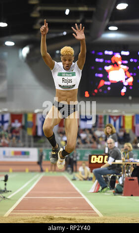 Dusseldorf, Allemagne. Feb 20, 2019. Yulimar Rojas du Venezuela fait concurrence au cours du triple saut de la finale Championnats du Monde en Salle 2019 Tour à Düsseldorf, Allemagne, le 20 février, 2019. Crédit : Yang Lu/Xinhua/Alamy Live News Banque D'Images