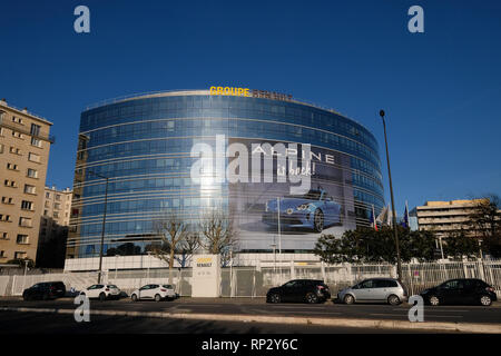 Renault SA se trouve l'administration centrale le 17 février 2019 à Boulogne-Billancourt, près de Paris, France. Credit : Yuriko Nakao/AFLO/Alamy Live News Banque D'Images