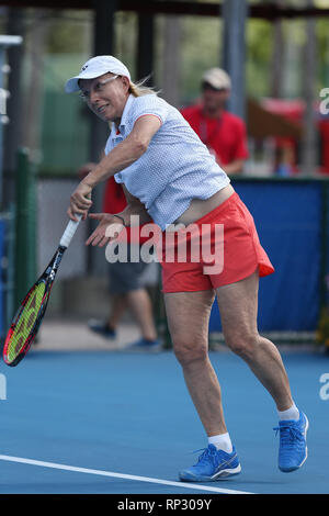 DELRAY Beach, FL - 04 novembre : Martina Navratilova participe au 28e Congrès annuel Chris Evert/Pro-Celebrity Raymond James Tennis Classic à Delray Beach Tennis Center le 4 novembre 2017 à Delray Beach, en Floride. People : Martina Navratilova Banque D'Images