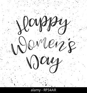 La journée de la femme de l'affiche avec texte. grunge Carte de souhaits avec typographie design. Bannière de lettrage. 8 mars Maison de vacances. Vector illustration. Illustration de Vecteur