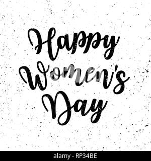 La journée de la femme de l'affiche avec texte. grunge Carte de souhaits avec typographie design. Bannière de lettrage. 8 mars Maison de vacances. Vector illustration. Illustration de Vecteur