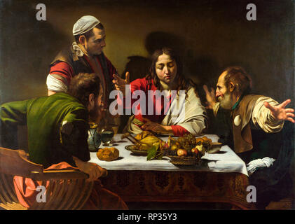 La Cène à Emmaus, Caravage, 1601 peinture à l'huile sur toile Banque D'Images